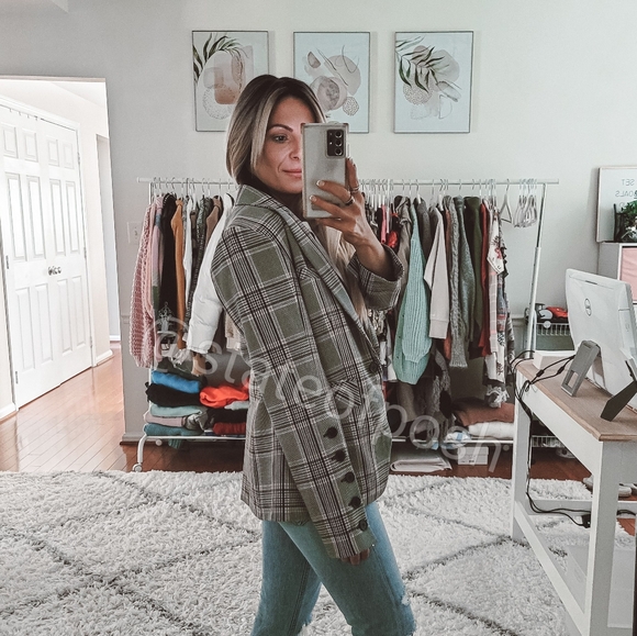 Veronica Beard Dickey gray plaid one button blazer jacket with dickey - Picture 4 of 11